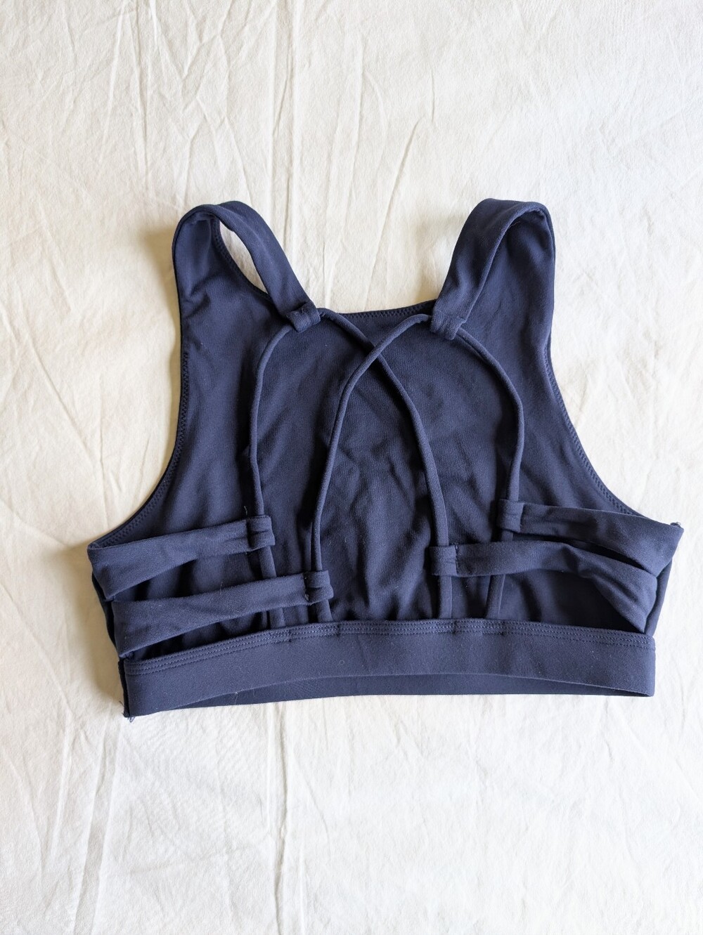 aerie Navy High Neck Strappy Back Sports Bra - Small